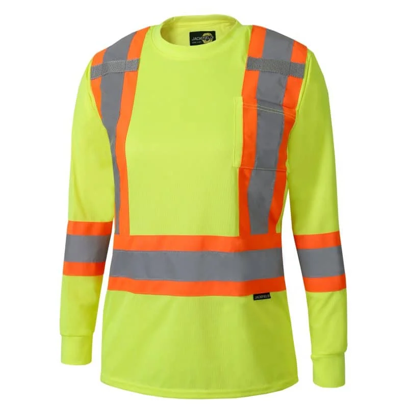 Women's High-Vis Long Sleeve T-Shirt by Jackfield - Style 11-665R-- Cozy Warm Stylish Women's High-Vis Long Sleeve T-Shirt by Jackfield - Style 11-665R-- Cozy Warm Stylish