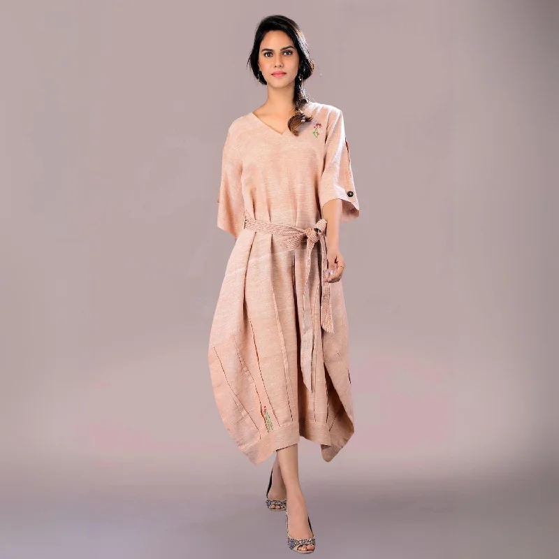 Dreamy Cocoon Dress | Comfortable Daily Wear | Embroidered | Muted Almond Bodycon Club Sequined Dreamy Cocoon Dress | Comfortable Daily Wear | Embroidered | Muted Almond Bodycon Club Sequined