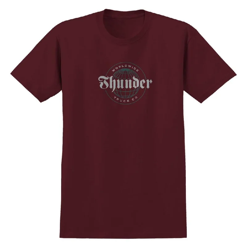 Thunder T-Shirt Worldwide Script - Maroon / Grey / Green-- Zippered Front Buttoned Front Snap Front Thunder T-Shirt Worldwide Script - Maroon / Grey / Green-- Zippered Front Buttoned Front Snap Front