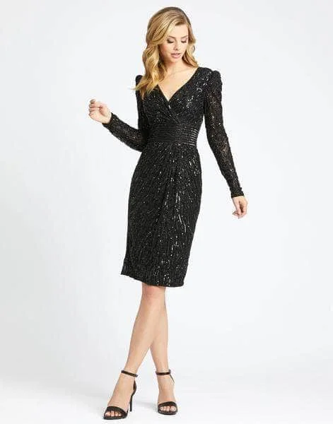 Mac Duggal Evening - 4632D Puffed Shoulder Sequin Dress Square Neckline Feminine