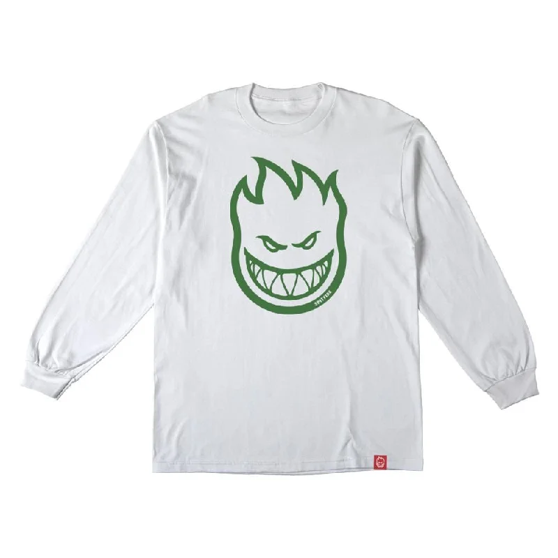 Spitfire L/S T-Shirt Bighead - White / Green Print-- Notch Collar Peter Pan Collar Cowl Neck Spitfire L/S T-Shirt Bighead - White / Green Print-- Notch Collar Peter Pan Collar Cowl Neck