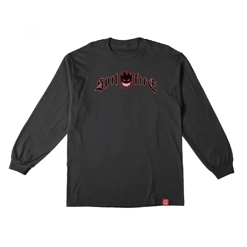 Spitfire L/S T-Shirt Immortal Fire - Black / Red / Black / White Print-- Rayon Velvet Corduroy