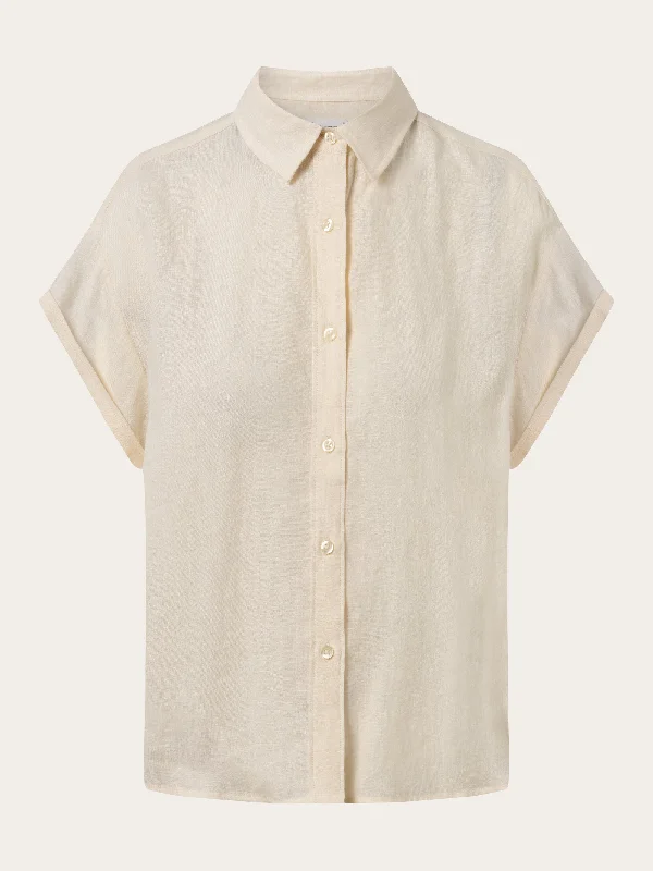 ASTER fold up short sleeve linen shirt - Buttercream-- Chenille Blend Fleece Blend Nylon Blend ASTER fold up short sleeve linen shirt - Buttercream-- Chenille Blend Fleece Blend Nylon Blend