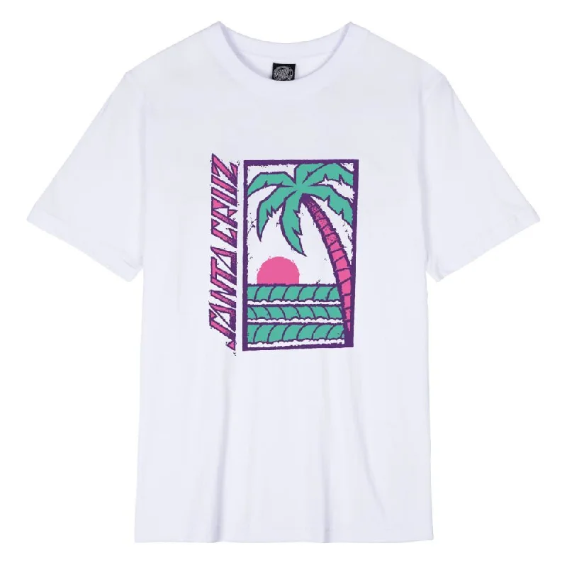 Santa Cruz Womens T-Shirt Palm Strip T-Shirt - White-- Cozy Warm Stylish