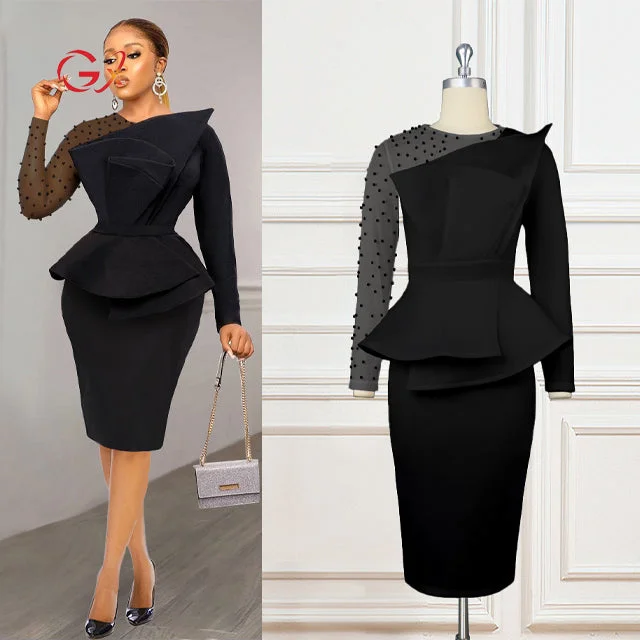GX21017 Fashion High Quality Long Sleeves Fashion Beaded Evening Dress Formal Party Club Women's Wear Dresses Crew Neckline Sporty GX21017 Fashion High Quality Long Sleeves Fashion Beaded Evening Dress Formal Party Club Women's Wear Dresses Crew Neckline Sporty