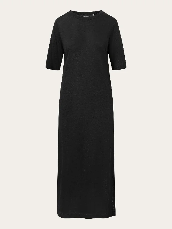 Linen short sleeved t-shirt dress - Black Jet-- Casual Formal Business