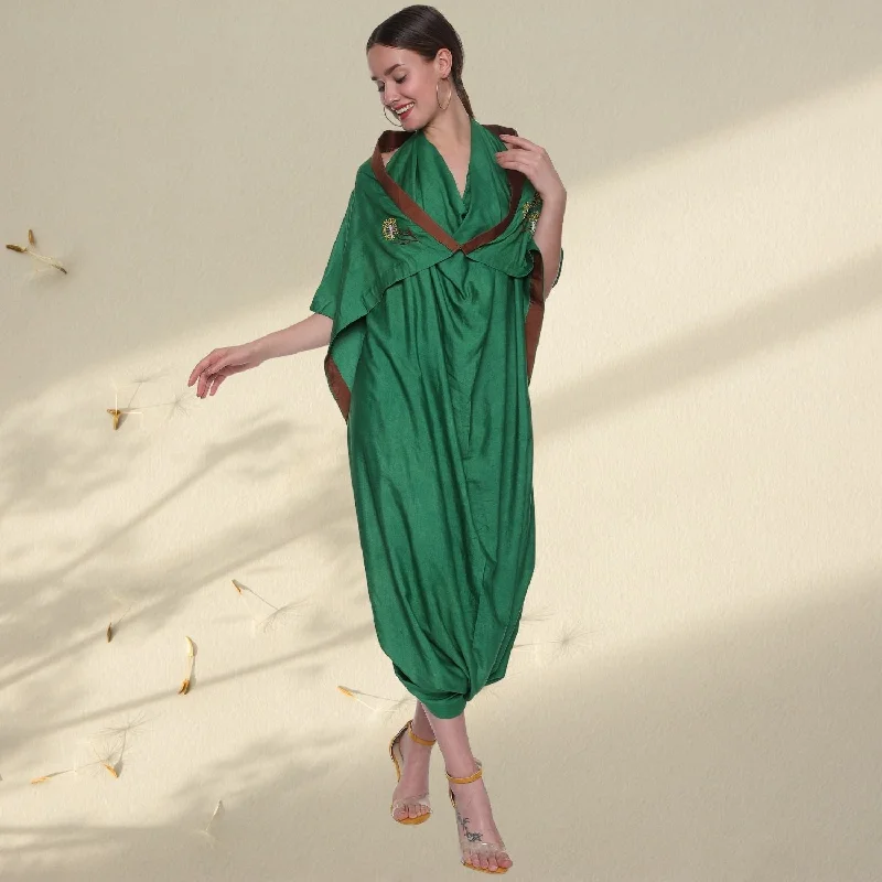 Zazie Tussar Drape Dress | Hand-Embroidered | Effortlessly Stylish Tunics Solid Classic Zazie Tussar Drape Dress | Hand-Embroidered | Effortlessly Stylish Tunics Solid Classic