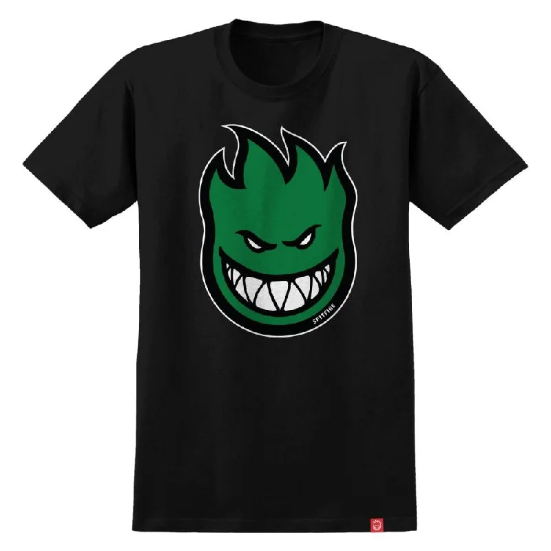 Spitfire T-Shirt Bighead Fill - Black / Green / Black / White Print-- Striped Floral Plaid Spitfire T-Shirt Bighead Fill - Black / Green / Black / White Print-- Striped Floral Plaid