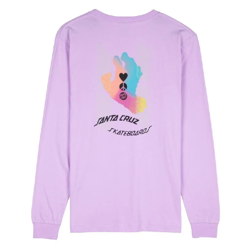 Santa Cruz Womens L/S T-Shirt Digi Hand L/S T-Shirt - Digital Lavender-- Ribbed T-Shirt High Neck Heavyweight