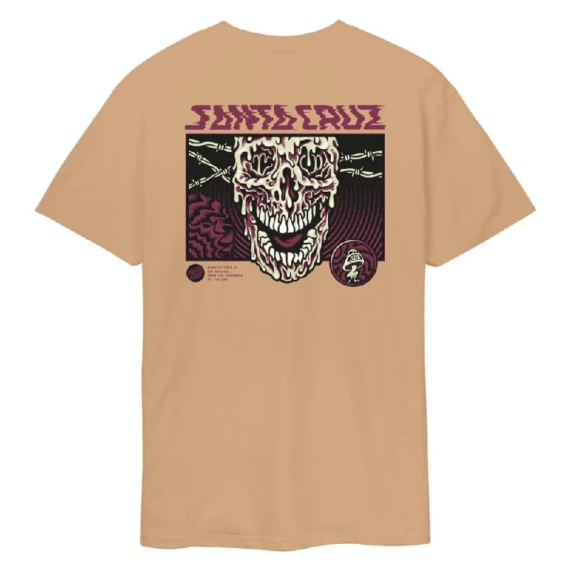 Santa Cruz T-Shirt Toxic Skull T-Shirt - Taupe-- Solid Color Striped Floral