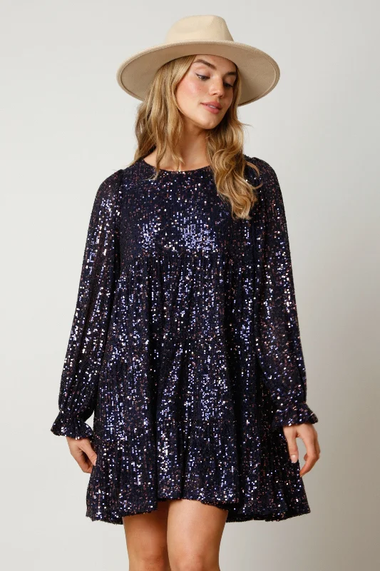 Loose Fit Tiered Sequin Dress Tunics Sale discount