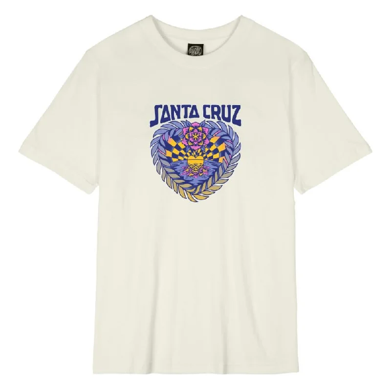 Santa Cruz Womens T-Shirt Heart Set Front - Off White-- Machine Wash Dry Clean Hand Wash