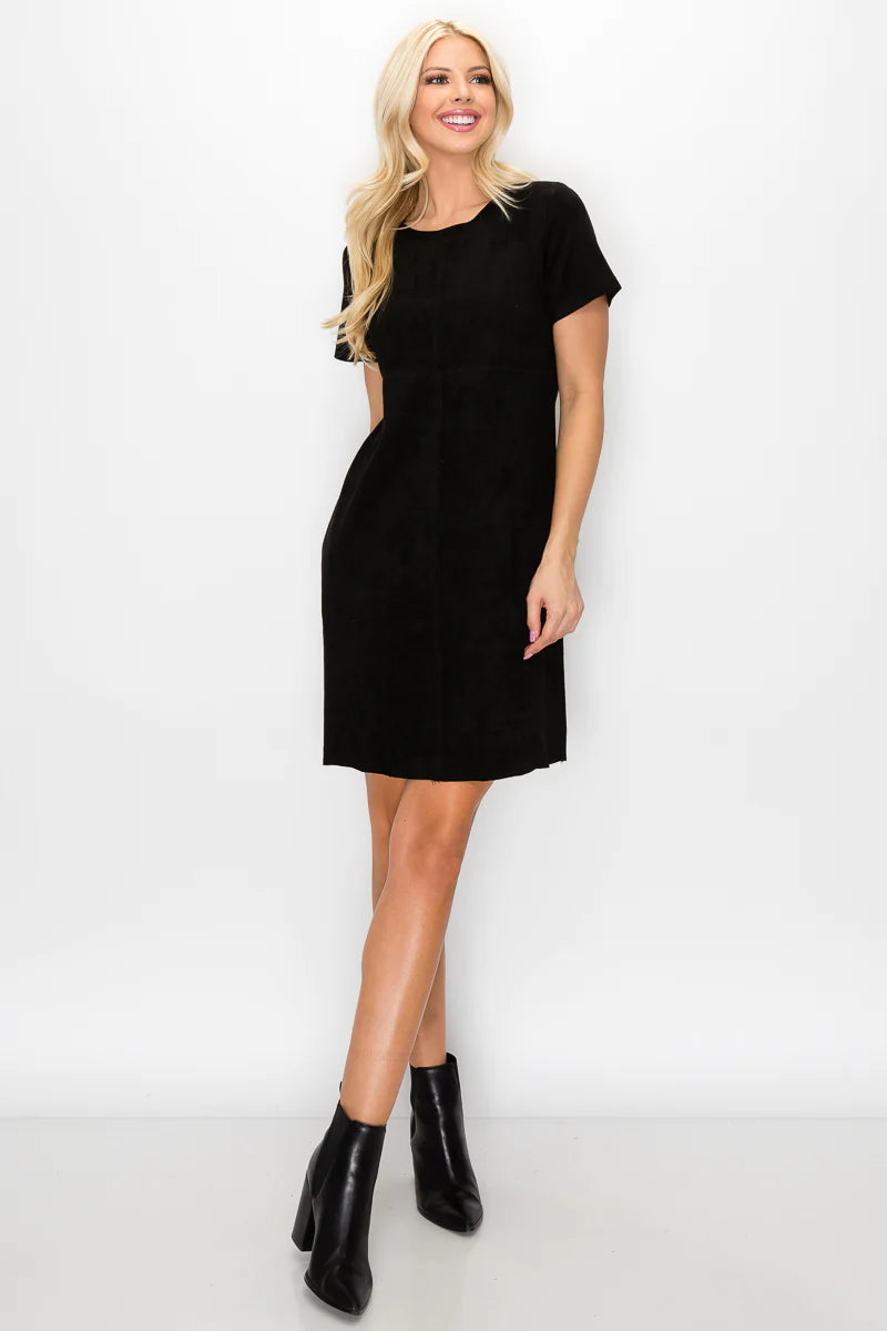 Audrey Dress Round Neck Short Sleeve- Black Tunics Formal black
