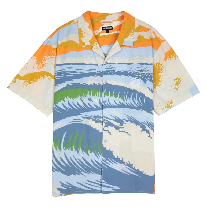 Santa Cruz S/S Shirt Water View - Light Grey-- Notch Collar Peter Pan Collar Cowl Neck
