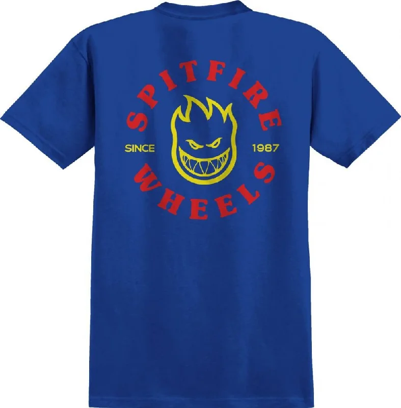 Spitfire T-Shirt Bighead Classic - Royal / Red / Yellow-- Solid Color Striped Floral