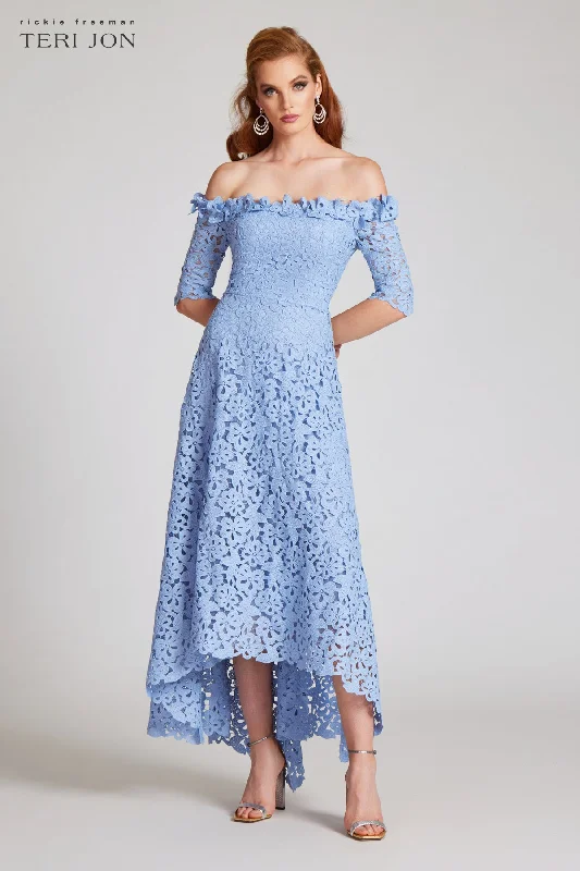 Cotton Lace Off the Shoulder High Low Dress Tunics Top rated