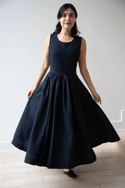 Cawley | Apron Dress in Japanese Dark Navy Waffle Tunics Custom made