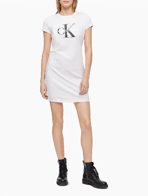 Calvin Klein Monogram Logo Crewneck T-Shirt Dress - Women-- Thin T-Shirt Open Front Quick Dry Calvin Klein Monogram Logo Crewneck T-Shirt Dress - Women-- Thin T-Shirt Open Front Quick Dry