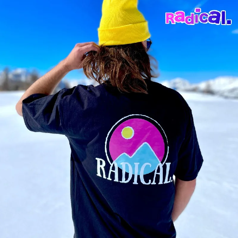Radical. Colour Mountain T-shirt, Unisex - Black-- Fleece Nylon Spandex