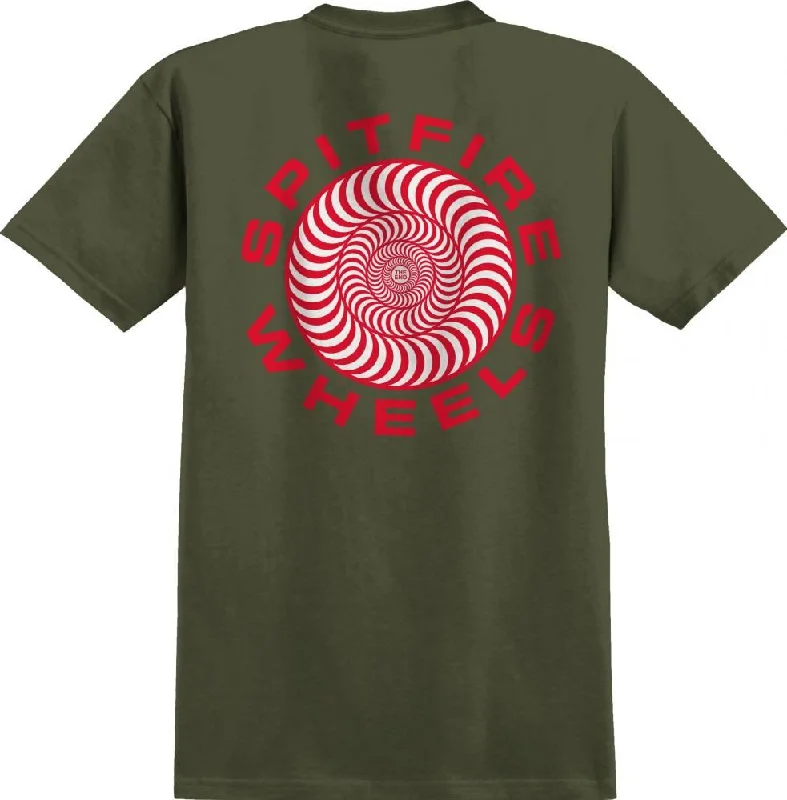 Spitfire T-Shirt Classic '87 Swirl Fill - Military Green / Red / White-- Elegant Classic Vintage