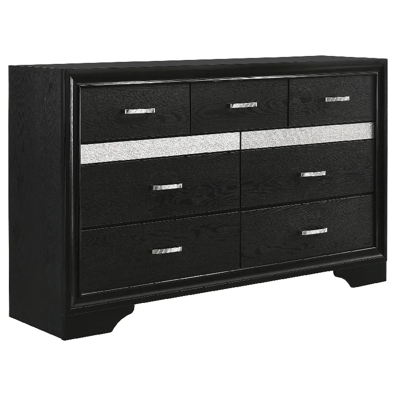 Miranda 7-drawer Dresser Black and Rhinestone Tunics Running lightweight