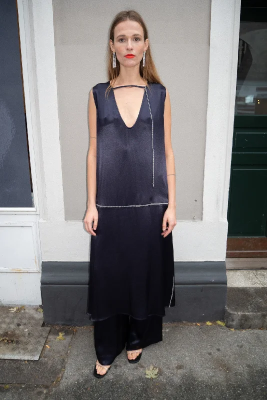 MR. LARKIN,  Melody Rhinestone Dress, Midnight Tunics Summer linen