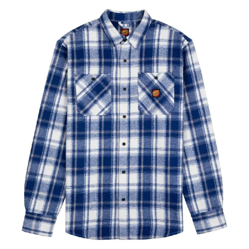 Santa Cruz Shirt Apex - Blue Check-- Beaded Sequined Faux Fur