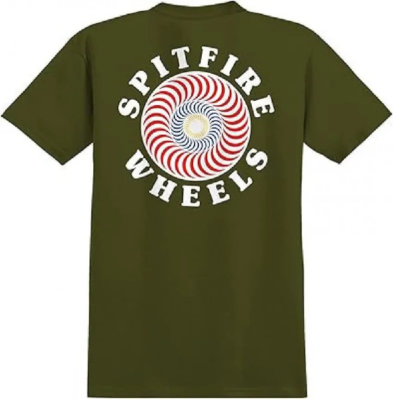 Spitfire T-Shirt OG Classic Fill - Military Green / Multi-- V-Neck T-Shirt Long Sleeve Cotton Spitfire T-Shirt OG Classic Fill - Military Green / Multi-- V-Neck T-Shirt Long Sleeve Cotton