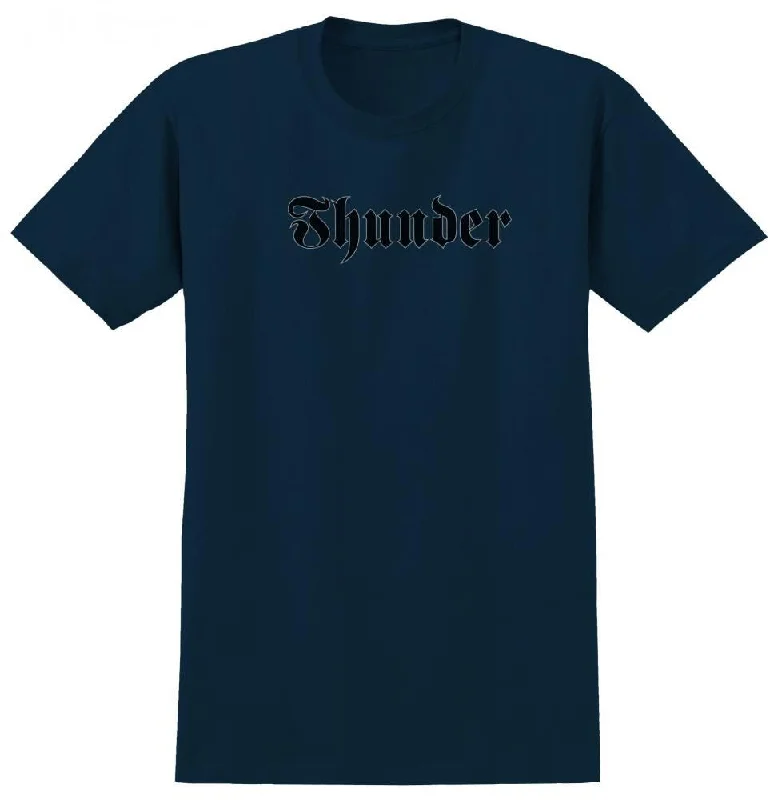Thunder T-Shirt Script - True Navy / Black / Grey Print-- Beaded Sequined Faux Fur