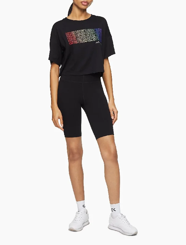 Calvin Klein Performance Logo Boxy Cropped T-Shirt - Women-- Boxy Fit Fitted Loose