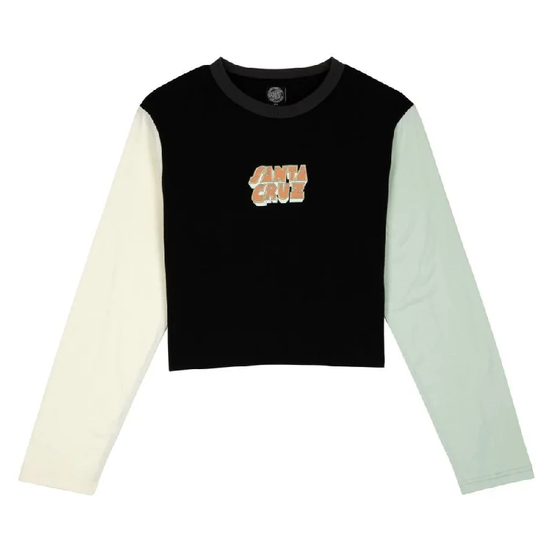 Santa Cruz Womens L/S T-Shirt Foxy Sun - Multi-- Print Jacquard Patchwork