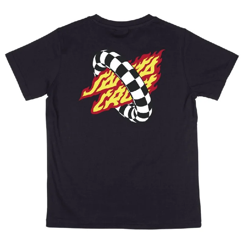 Santa Cruz Youth T-Shirt Youth Goal Flame T-Shirt - Black-- Hooded Caped Shawl Collar Santa Cruz Youth T-Shirt Youth Goal Flame T-Shirt - Black-- Hooded Caped Shawl Collar