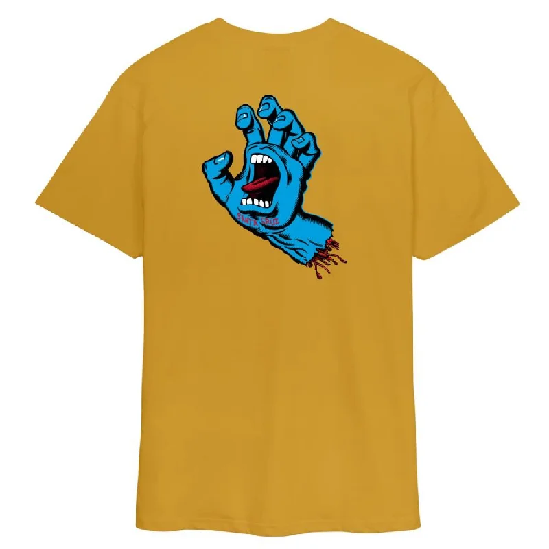Santa Cruz T-Shirt Screaming Hand Chest T-Shirt - Old Gold-- Collared T-Shirt Boat Neck A-Line Santa Cruz T-Shirt Screaming Hand Chest T-Shirt - Old Gold-- Collared T-Shirt Boat Neck A-Line