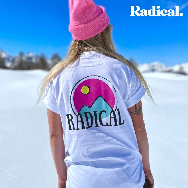Radical. Colour Mountain T-shirt, Unisex - White-- Elasticated Padded Insulated