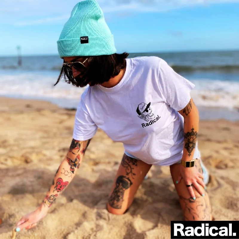 Radical. Too Rad Unisex T-shirt - White-- Graphic T-Shirt Round Neck Polyester