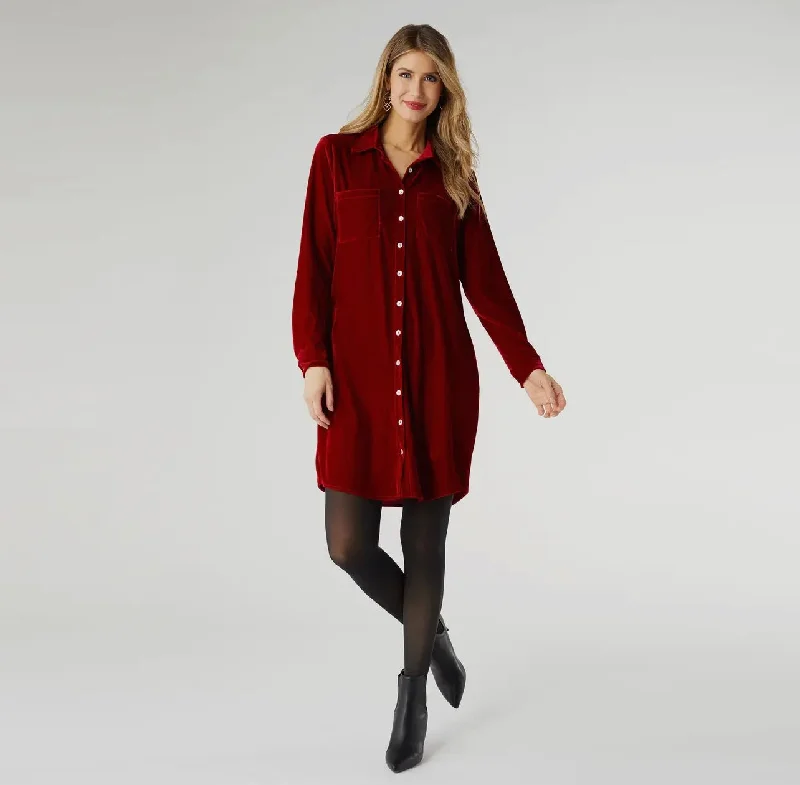 Velour Button Front Dress Tunics Recommended stylist