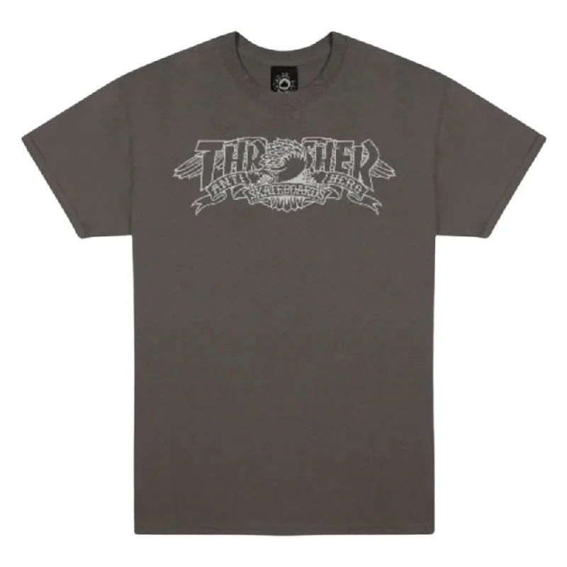 Thrasher X Antihero T-Shirt Mag Banner - Charcoal-- Fleece Fabric Down Fabric Feather Fabric Thrasher X Antihero T-Shirt Mag Banner - Charcoal-- Fleece Fabric Down Fabric Feather Fabric