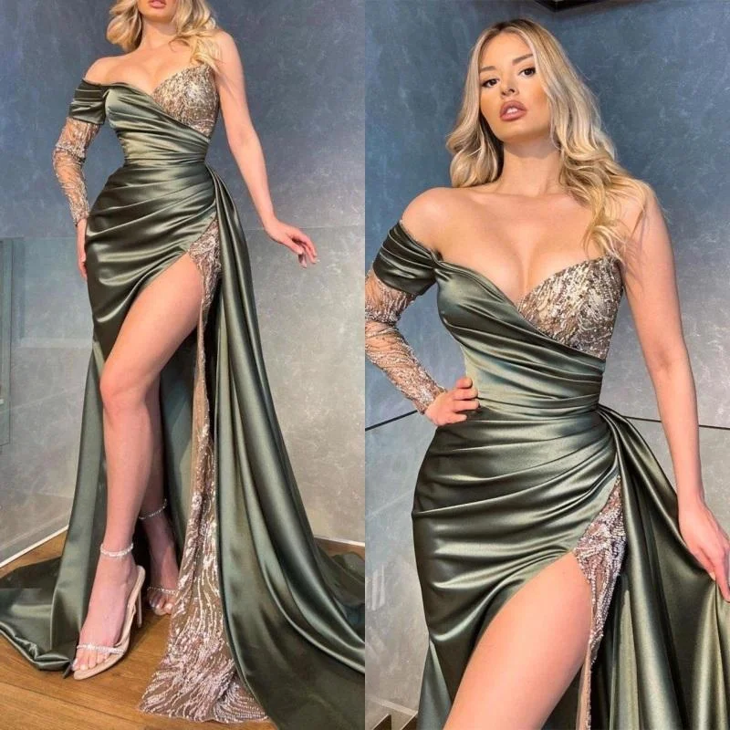 Elegant Lace Satin Evening Dress Trendy Fashion Sexy Irregular Split Lady Casual Dress Cowl Neckline Elegant Elegant Lace Satin Evening Dress Trendy Fashion Sexy Irregular Split Lady Casual Dress Cowl Neckline Elegant