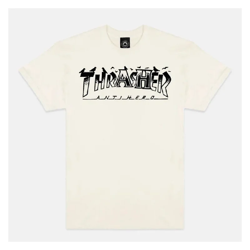 Thrasher X Antihero T-Shirt Pigeon Mag - Natural-- Seamless Knitted Crochet