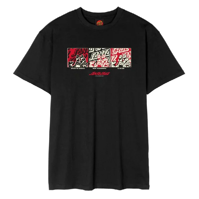 Santa Cruz T-Shirt Handled Front - Black-- Collared Crew Neck Turtle Neck
