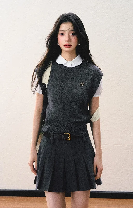 College Style Simple Slim Vest/Shirt/Skirt SHI0053-- Satin Fabric Silk Fabric Chiffon Fabric College Style Simple Slim Vest/Shirt/Skirt SHI0053-- Satin Fabric Silk Fabric Chiffon Fabric