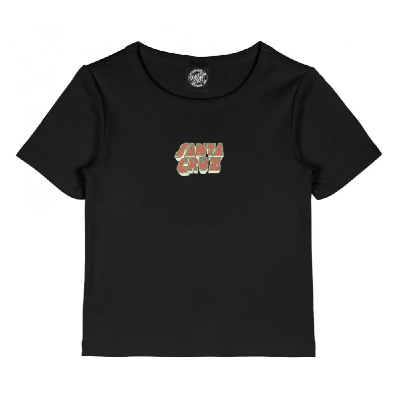 Santa Cruz Womens T-Shirt Foxy Stack Strip Front - Black-- Zippered Front Buttoned Front Snap Front Santa Cruz Womens T-Shirt Foxy Stack Strip Front - Black-- Zippered Front Buttoned Front Snap Front