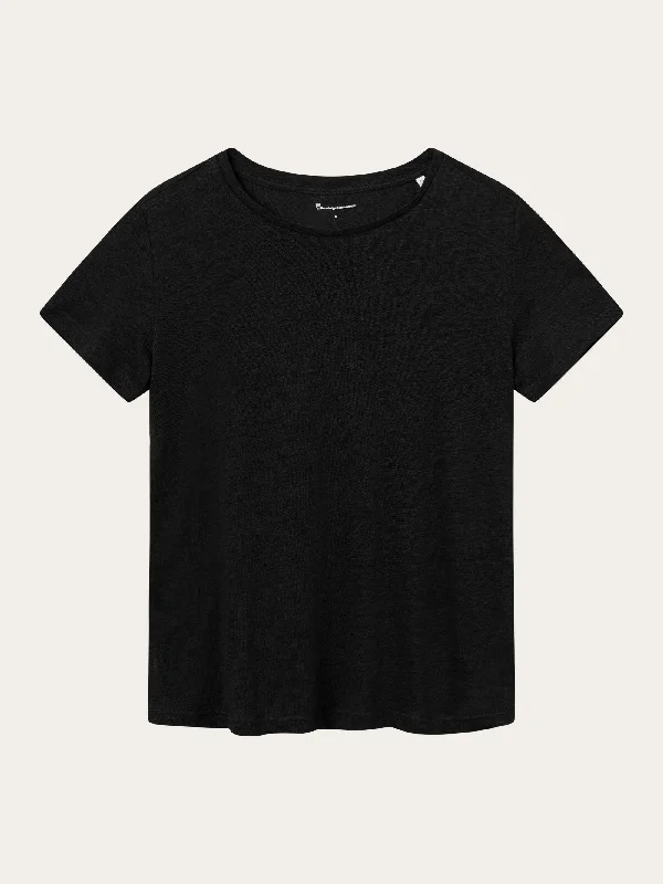 Reg linen t-shirt - Black Jet-- Mesh Blend Leather Blend Suede Blend