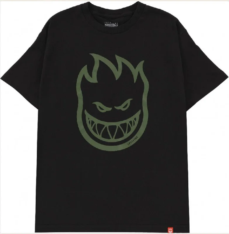 Spitfire T-Shirt Bighead - Black / Olive Print-- Fleece Nylon Spandex