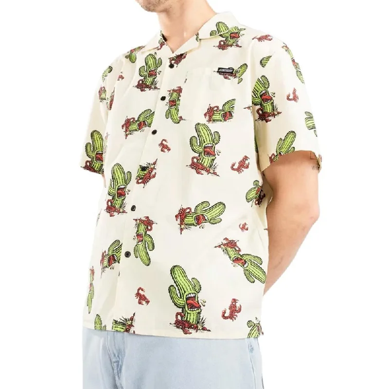Santa Cruz S/S Shirt Screaming Cactus S/S Shirt - Unbleached Cotton-- Graphic Embroidered Appliqued Santa Cruz S/S Shirt Screaming Cactus S/S Shirt - Unbleached Cotton-- Graphic Embroidered Appliqued