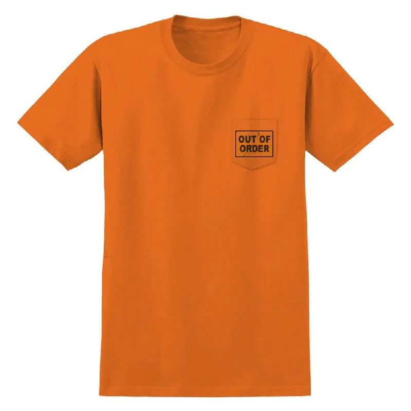 Antihero Pocket T-Shirt Out Of Order - Safety Orange / Black-- Fleece Fabric Down Fabric Feather Fabric