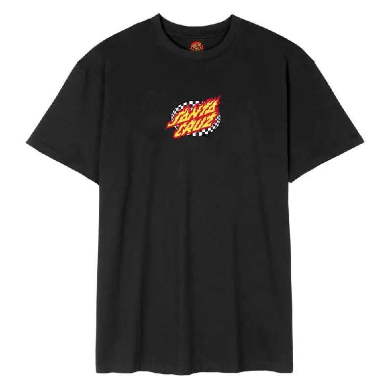 Santa Cruz T-Shirt Oval Check Flame Front - Black-- Mesh Blend Leather Blend Suede Blend Santa Cruz T-Shirt Oval Check Flame Front - Black-- Mesh Blend Leather Blend Suede Blend