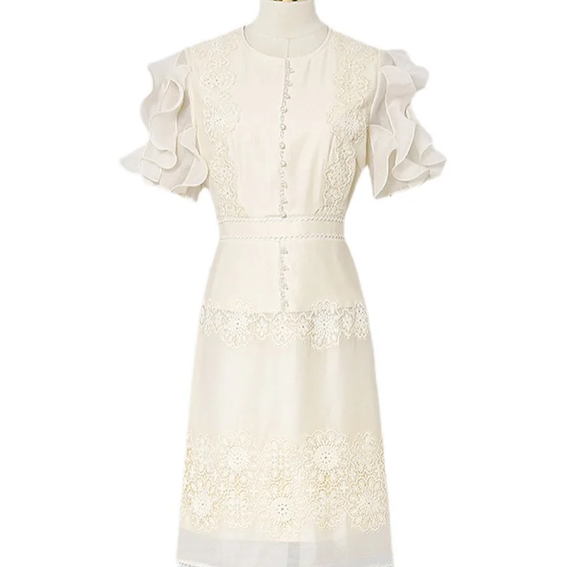 2022 summer new fashion elegant temperament waist slimming bead stitching lace lace dress HN0593088 Maxi Flowy Bohemian 2022 summer new fashion elegant temperament waist slimming bead stitching lace lace dress HN0593088 Maxi Flowy Bohemian