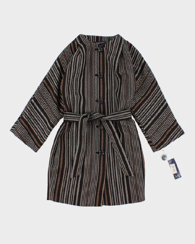 Womens 1990s Black and White Anne Klein Lightweight Coat - S Parka Down Jacket Wool Coat