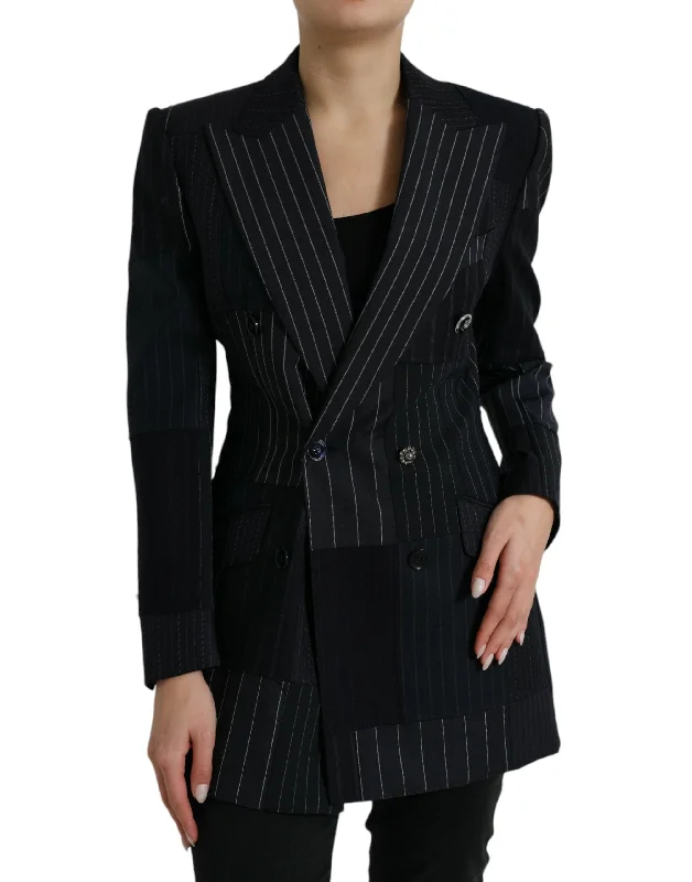 Dolce & Gabbana Elegant Striped Virgin Wool Blazer Women's Brand Blazer